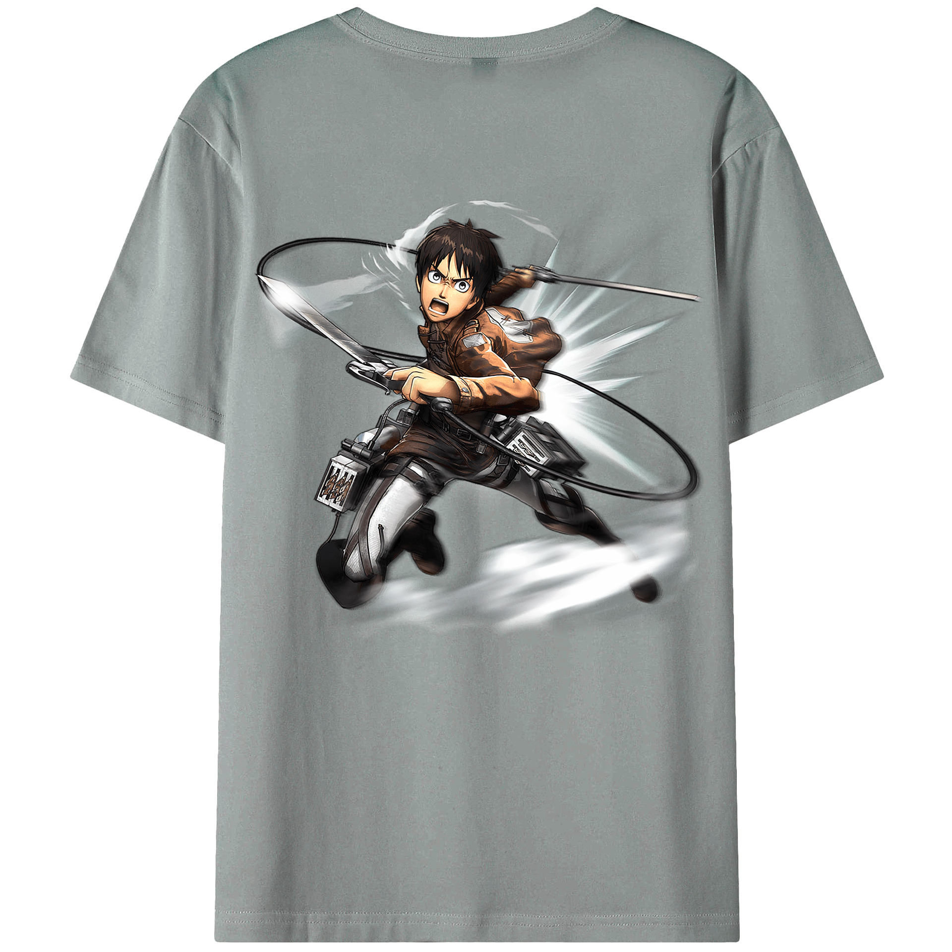 （画像用） 進撃の巨人 エレン･イェーガー Attack on Titan Eren Jäger 綿100％ メンズ半袖Tシャツ（バックプリント） 通気性